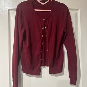 White House Black Market Burgundy Cardigan